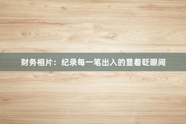财务相片：纪录每一笔出入的显着眨眼间